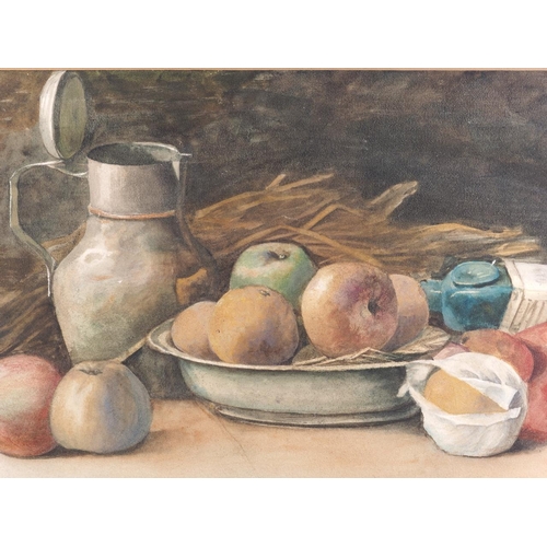 371 - A still life watercolour, fruit and jug, 12 1/2