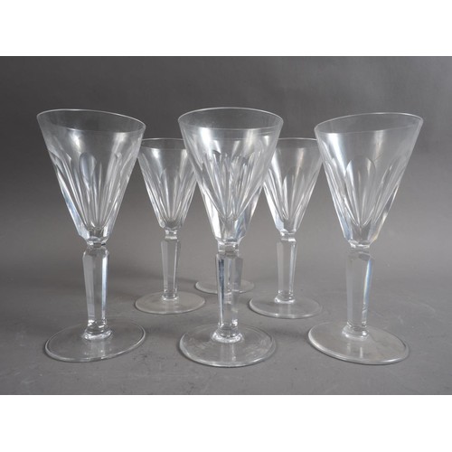 16 - A set of six Waterford port glasses with faceted stems, 5 1/2