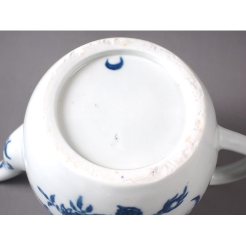 1 - An 18th century Worcester porcelain drum teapot with floral decoration, 4