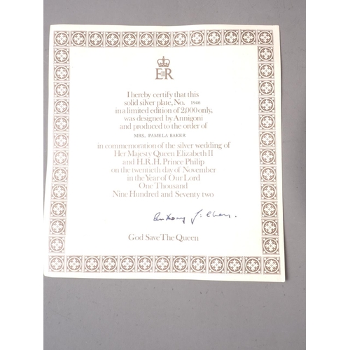 240 - A Pietro Annigoni limited edition Queen Elizabeth II silver wedding anniversary commemorative silver... 