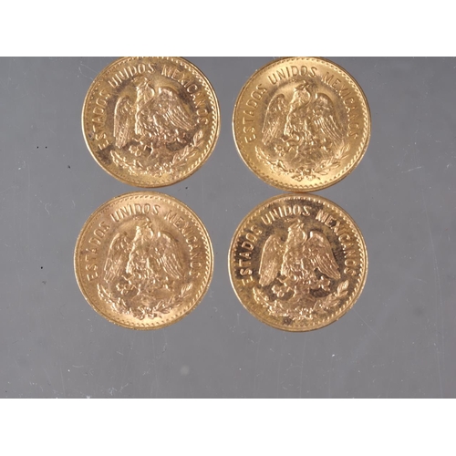 301 - Four Mexican 5 pesos gold coins, 16.7g gross