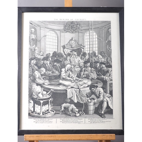 327 - After William Hogarth: four engravings , cruelty series, in reeded ebonised frames