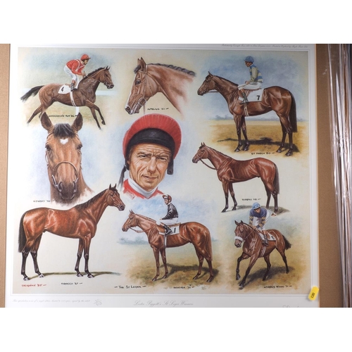 343 - Peter Deigham: a set of four signed limited edition colour prints, Lester Piggott's winning rides, 3... 