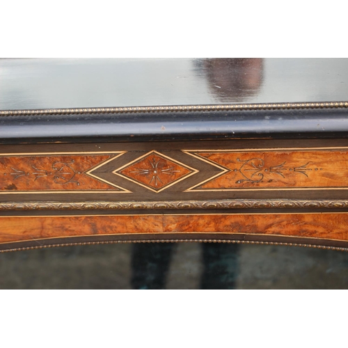 449 - A late Victorian ebonised, thuya and gilt metal mount inverse breakfront pier cabinet with raised mi... 