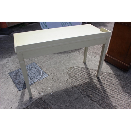 550 - A Neptune light grey/green painted writing desk, fitted one drawer, on square taper supports, 48