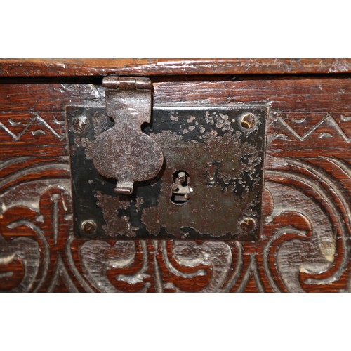 408 - A late 17th century carved oak Bible/lace box, 25