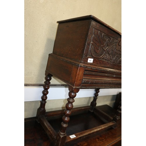 428 - A late 17th century carved oak Bible/lace box, 25