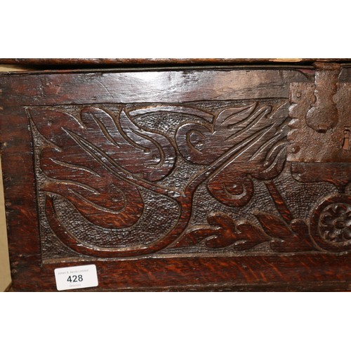 428 - A late 17th century carved oak Bible/lace box, 25