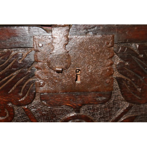 428 - A late 17th century carved oak Bible/lace box, 25