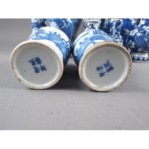 75 - A pair of Chinese porcelain crackle ware vases with figure decoration, 8