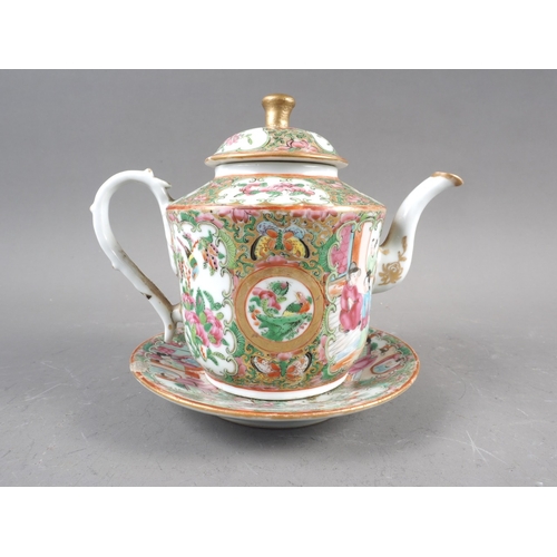 76 - A Canton enamel teapot, 5 1/2