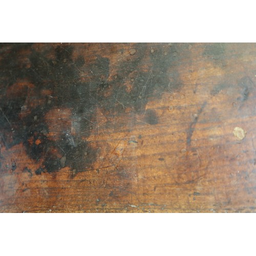 410 - An 18th century fruitwood dresser base, fitted one short and two long fielded panel front drawers, o... 