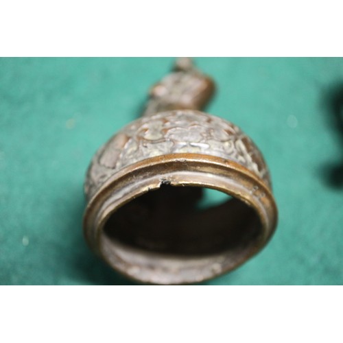 83 - A Chinese bronze censer, decorated clouds, with elephant finial, 10