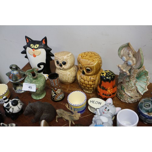 45 - A collection of ceramic and other miniatures, Wade animals, etc