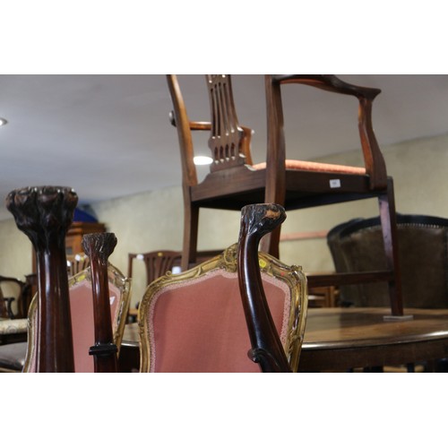 454 - A 19th century carved mahogany shape top stool, on acanthus scroll supports and lion paw feet, 20