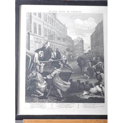 311 - After William Hogarth: four engravings, Cruelty series, in reeded ebonised frames