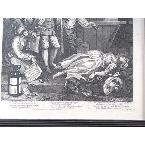 311 - After William Hogarth: four engravings, Cruelty series, in reeded ebonised frames