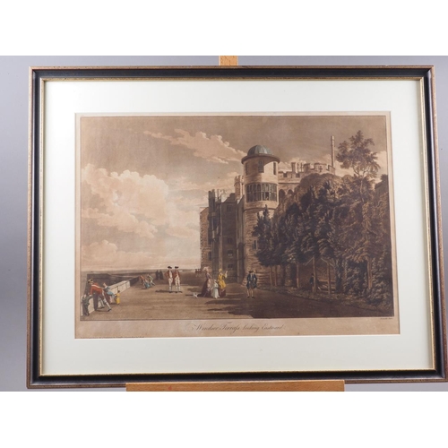 301 - Paul Sandby: an 18th century aquatint, The North Terrace at Windsor Castle, in strip frame