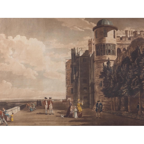 301 - Paul Sandby: an 18th century aquatint, The North Terrace at Windsor Castle, in strip frame