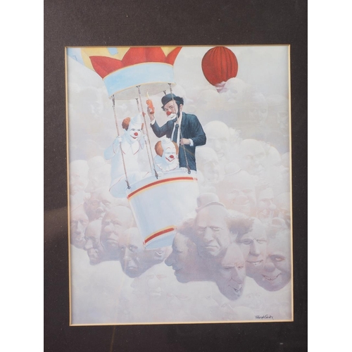 318 - Valerie Petts: a signed limited edition print, view of Oxford, in gilt frame, two prints, ballooning... 