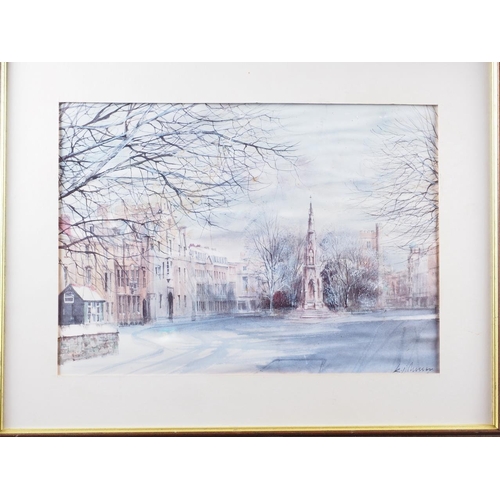 318 - Valerie Petts: a signed limited edition print, view of Oxford, in gilt frame, two prints, ballooning... 