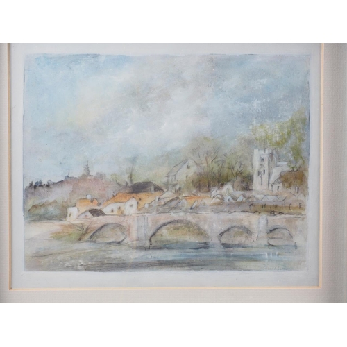 318 - Valerie Petts: a signed limited edition print, view of Oxford, in gilt frame, two prints, ballooning... 