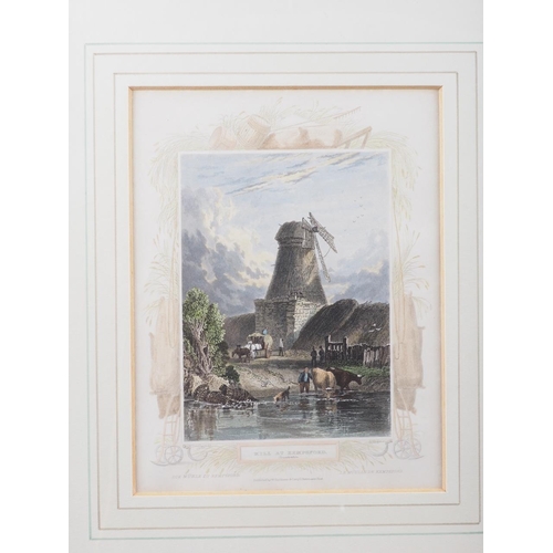 326 - A Tombleson print, mill at Kempsford, after Turner: an engraving, Venetian scene, and six other pict... 