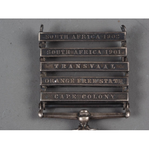 296 - A Victorian South Africa medal with five extra bars, awarded to Sapper M Conway and two WWI medals