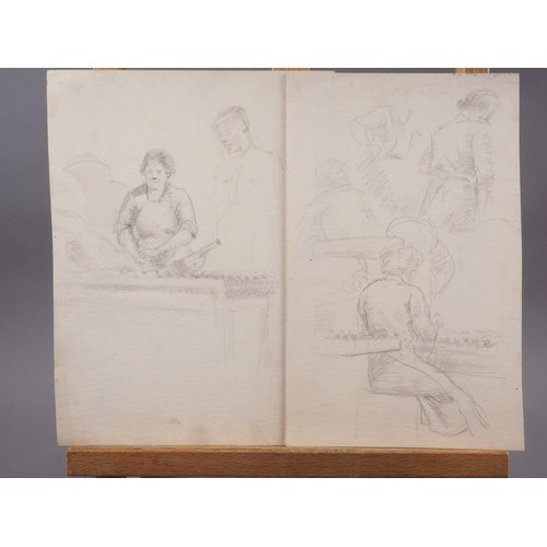 307 - E Gledstanes RBA: four wood block prints, pencil sketches and other drawings, various