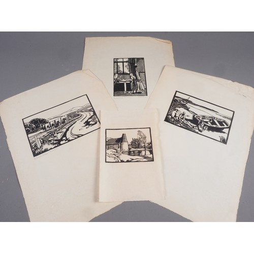 307 - E Gledstanes RBA: four wood block prints, pencil sketches and other drawings, various