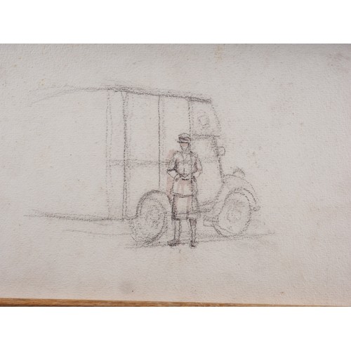 307 - E Gledstanes RBA: four wood block prints, pencil sketches and other drawings, various