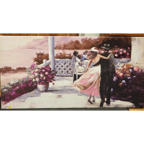 333 - After Vettriano: a hand-finished colour print, figures dancing, a photograph, old jetty, and a print... 