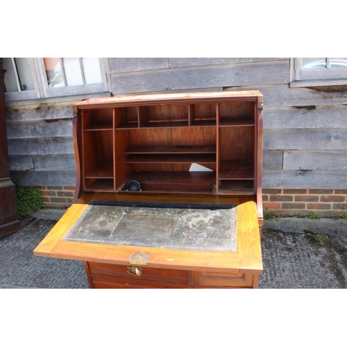 421 - A late Victorian carved walnut fall front bureau with fitted interior over cupboard, three smaller a... 