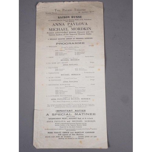 178 - A late 19th century painted on silk Royal Opera House programme, June 23 1897, in gilt frame, a comp... 