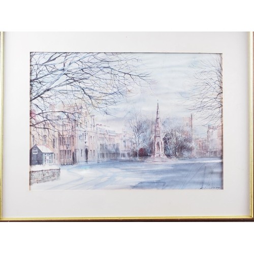 334 - Tatton Winter: a signed etching, shepherd and sheep, in mahogany frame, Valerie Petts: a signed limi... 