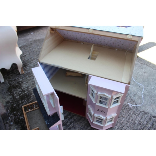 155 - A modern doll's house with double front and pitched roof, 22