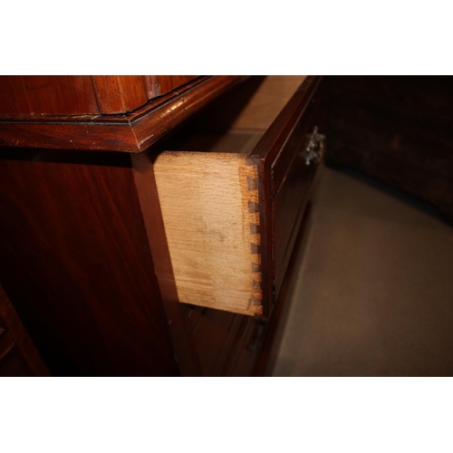 418 - A Maples 19th century walnut linen press, the upper section fitted slides enclosed two doors over tw... 