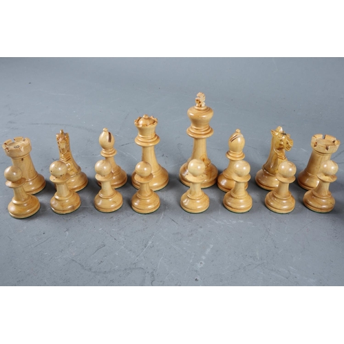 142 - A Staunton box and ebonised chess set, in case