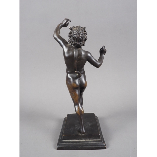 111 - After the Antique: a grand tour bronze figure, “The Dancing Faun”, 8 1/4” high