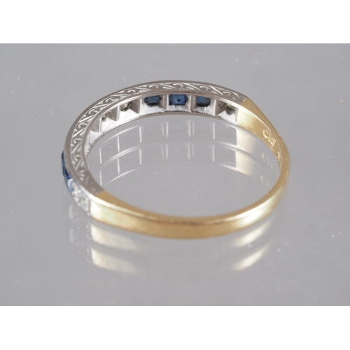 278 - An 18 carat sapphire and diamond half eternity ring, size Q