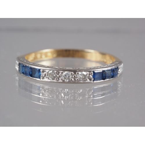 278 - An 18 carat sapphire and diamond half eternity ring, size Q