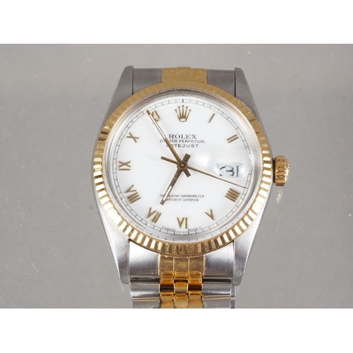 285 - A gentleman’s bi-metal Rolex Oyster Perpetual Datejust wristwatch, Model No.16013, Serial No.9126365... 