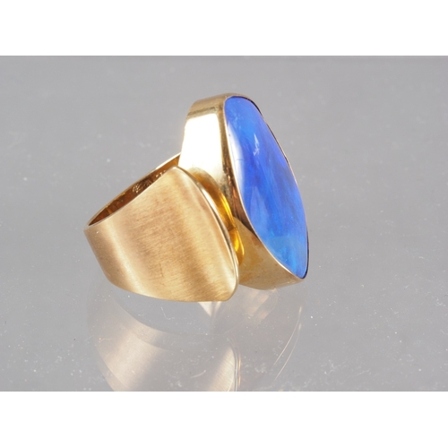 295 - An 18ct gold and opal dress ring, size U, 17.7g