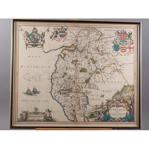 344 - Five 18th century maps, comprising John Speede Glamorgan Shyre, John Speede Worcestershire, John Spe... 