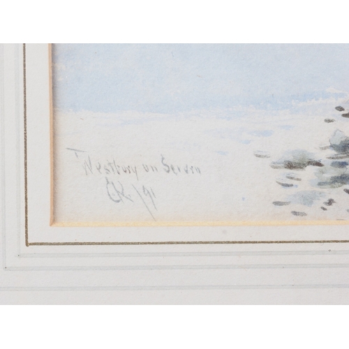 351 - C R, 1891: a watercolour landscape, Westbury on Severn, 6 1/2