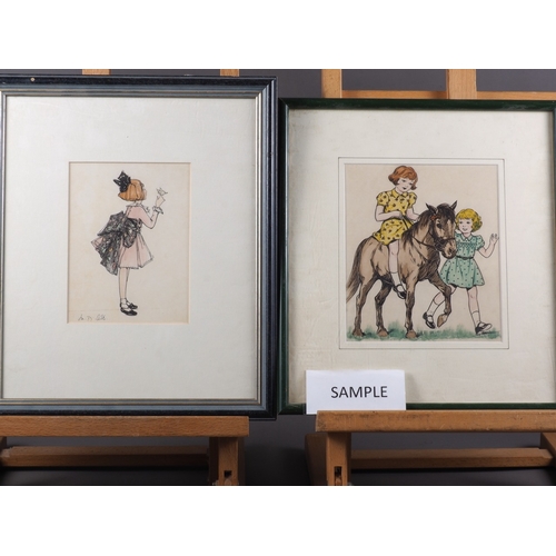 357 - Peggie Doig: three early 20th century watercolour studies, children and girls, and two other similar... 