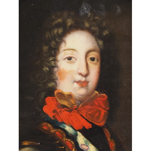 396 - French School: a 19th century oval oil on canvas, head and shoulders portrait of a nobleman, 16” x 1... 