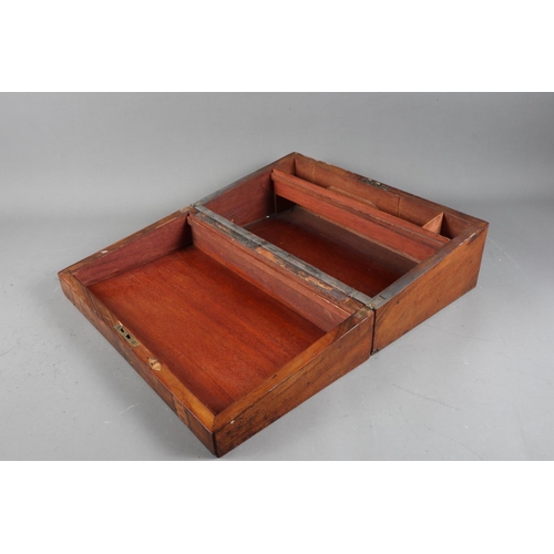 138 - A walnut and Tunbridge banded writing slope, 16” wide, and two other hinged boxes, various