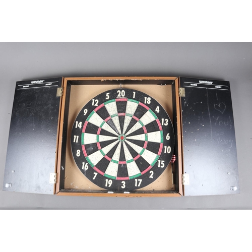 164 - Two bagatelle boards, a dart board and a picnic set