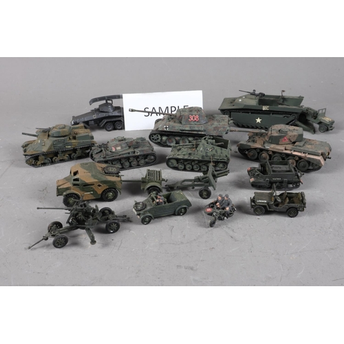 168 - A quantity of plastic military vehicles, including tanks, transport vehicles, guns, etc